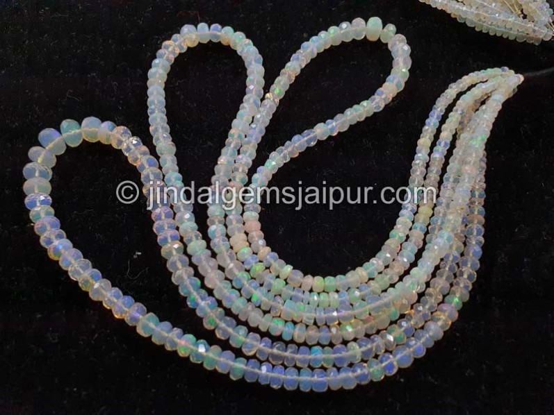 White Ethiopian Opal Far Faceted Roundelle Beads