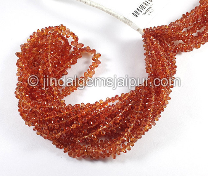 Red Sapphire Faceted Drops Shape Beads