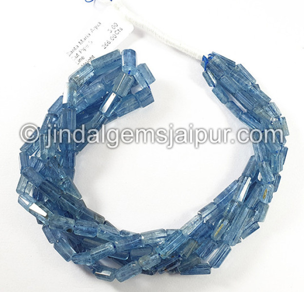Santa Maria Aquamarine Cut Pipe Shape Beads