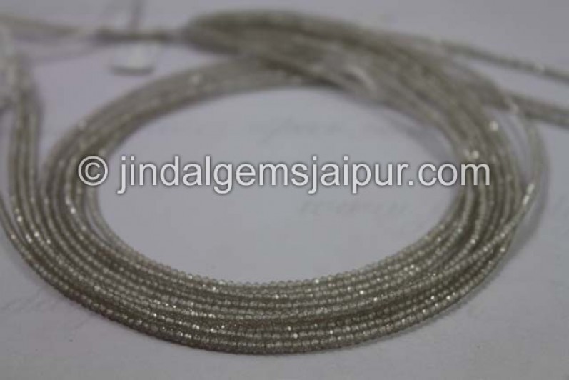 Natural White Zircon Micro Cut Round Shape Beads