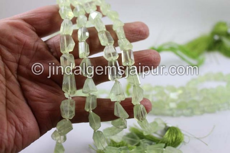 Prehnite Faceted Nugget Shape Beads