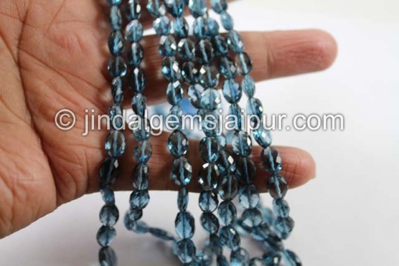 London Blue Topaz Faceted Oval Beads
