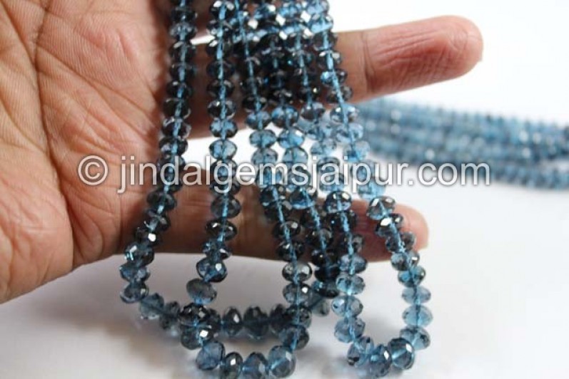 London Blue Topaz Far Faceted Roundelle Shape Beads