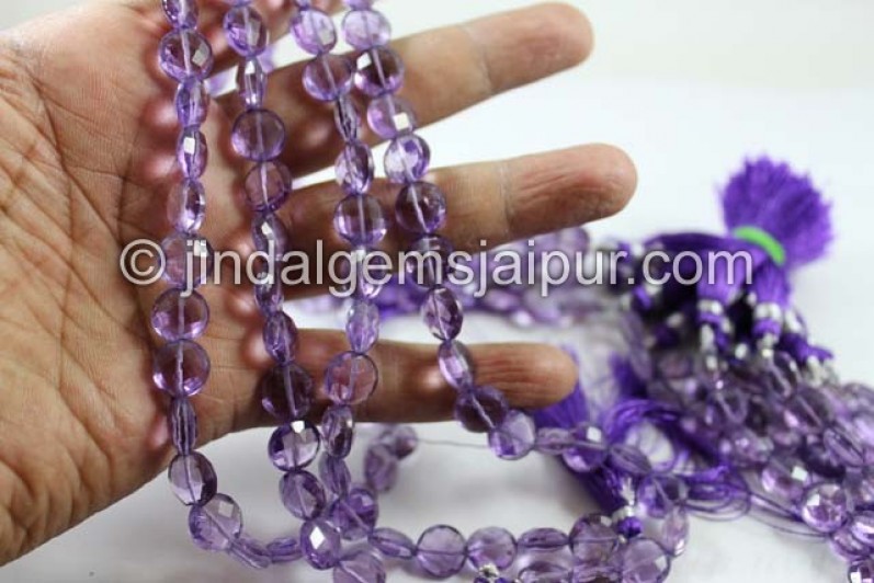 Amethyst Faceted Coin Beads