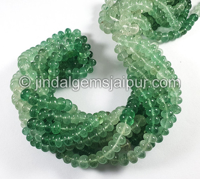 Green Strawberry Quartz Shaded Smooth Roundelle Shape Beads