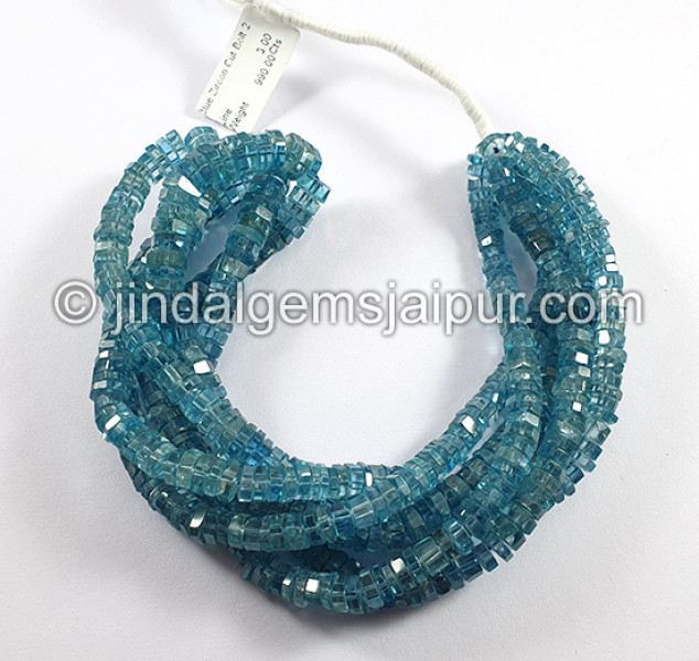 Blue Zircon Faceted Bolt Shape Beads