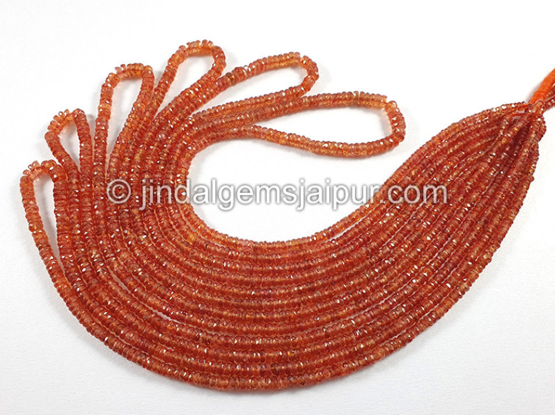 Orange Sapphire Faceted Tyre Shape Beads