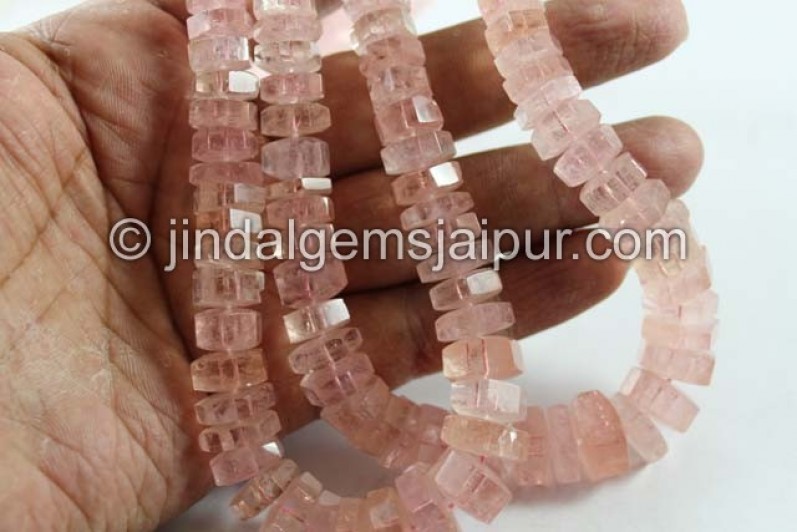 Peach Morganite Step Cut Roundelle Beads