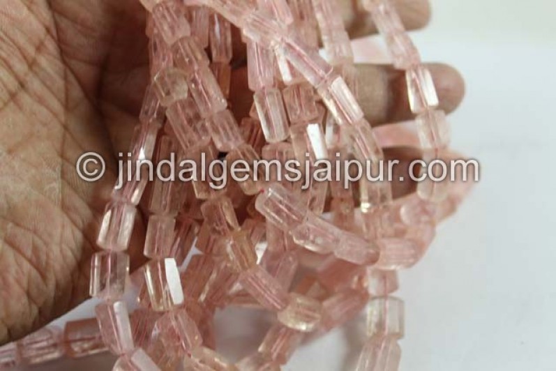 Peach Morganite Far Step Cut Cylinder Beads