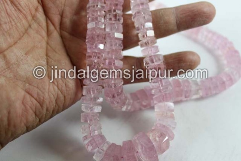 Pink Morganite Step Cut Roundelle Beads