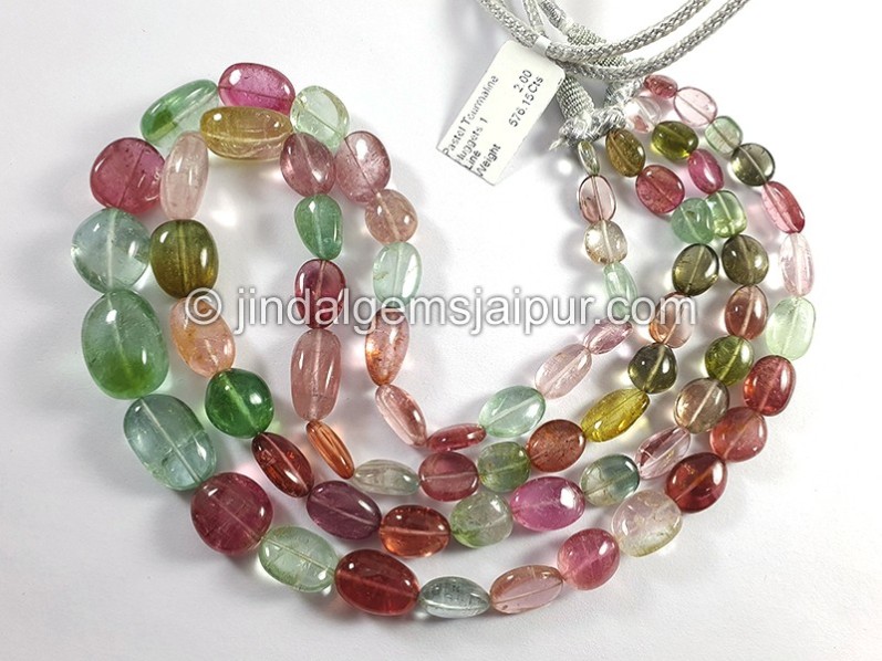 Pastel Tourmaline Smooth Nuggets Shape Beads
