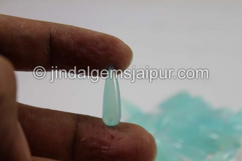 Aqua Chalcedony Smooth Drops(Half Drill)