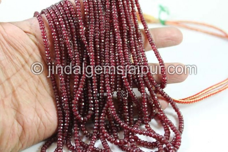 Ruby Longido Faceted Roundelle Beads