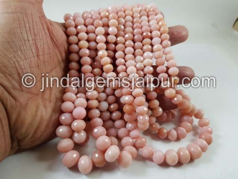 Pink Opal Far Faceted Roundelle Beads