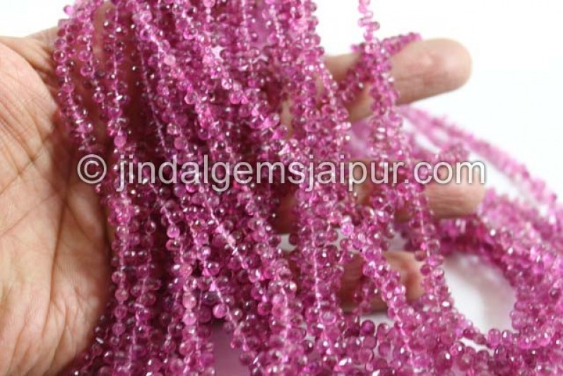 Rubellite Faceted Drops Beads