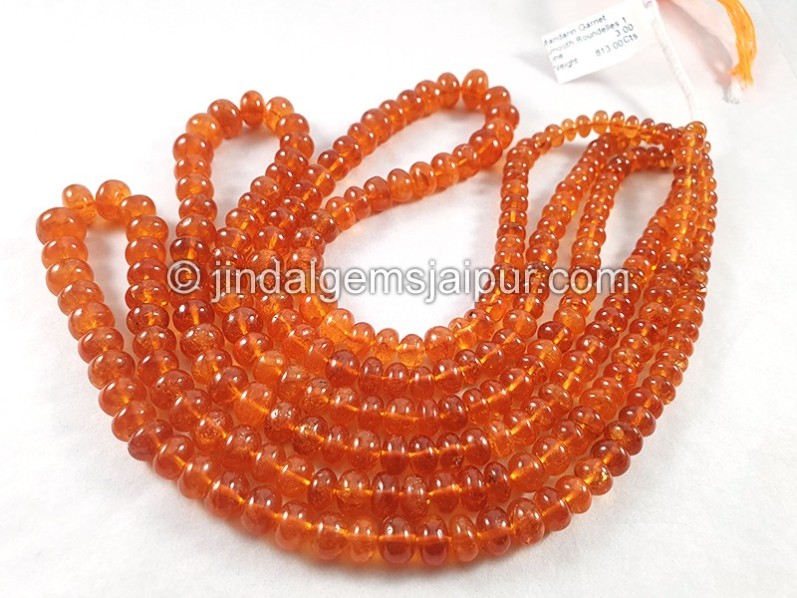 Mandarin Garnet Smooth Roundelle Shape Beads