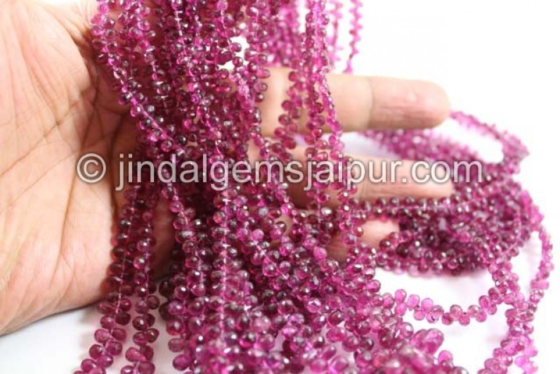 Rubellite Tourmaline Faceted Drops Shape Beads
