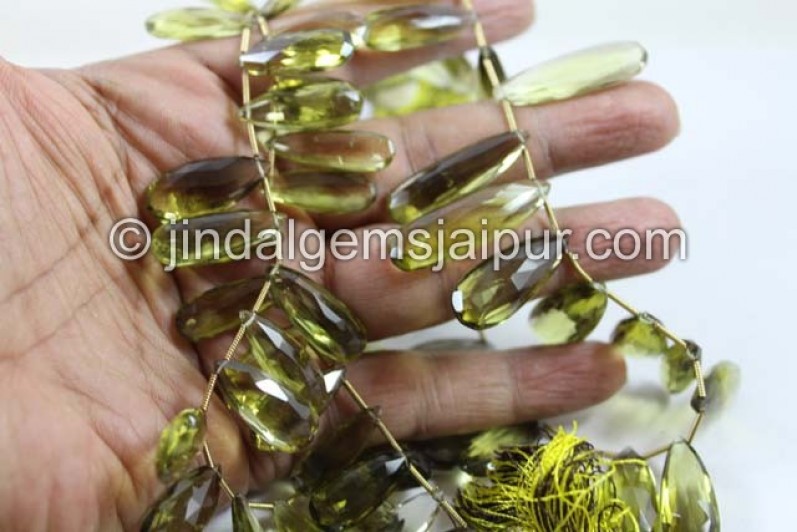 Bi Lemon Quartz Faceted Elongated Pear Beads