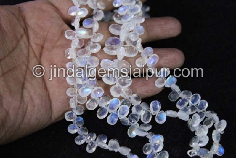 White Rainbow Far Faceted Pear Shape Beads