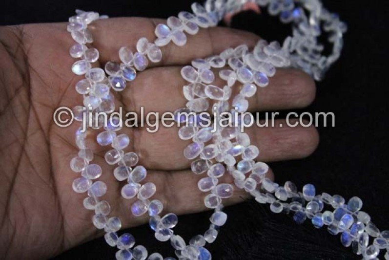 White Rainbow Faceted Pear Beads
