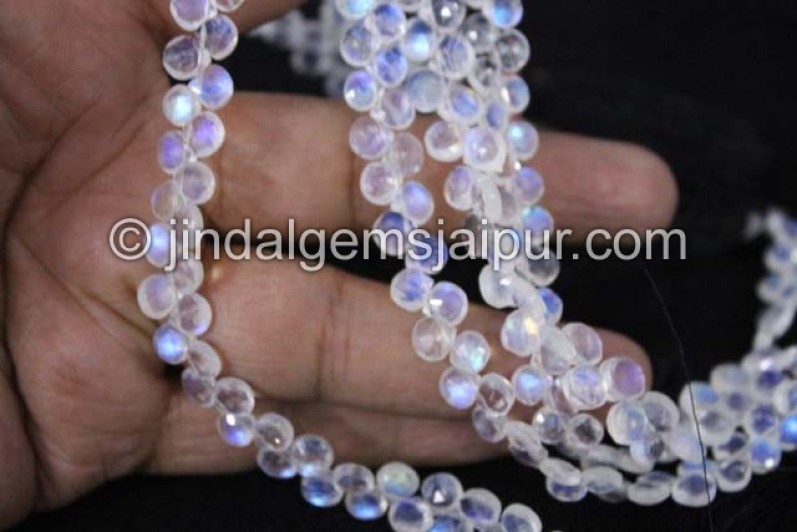 White Rainbow Faceted Heart Shape Beads