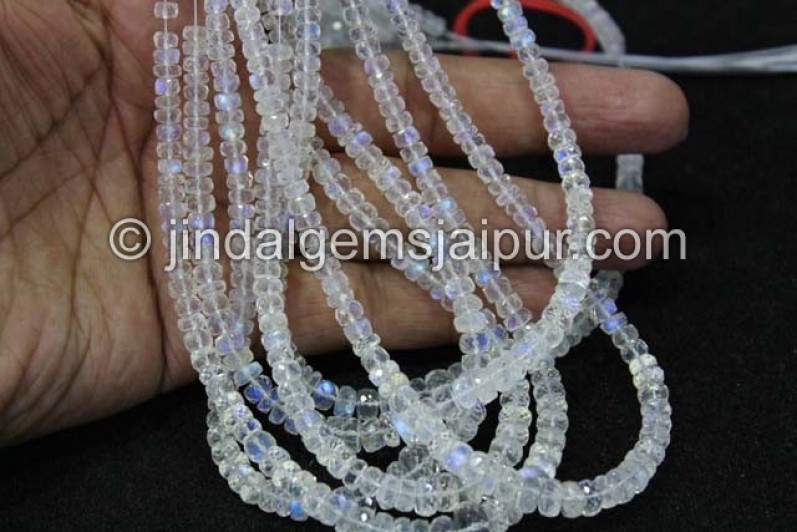 White Rainbow Faceted Roundelle Shape Beads