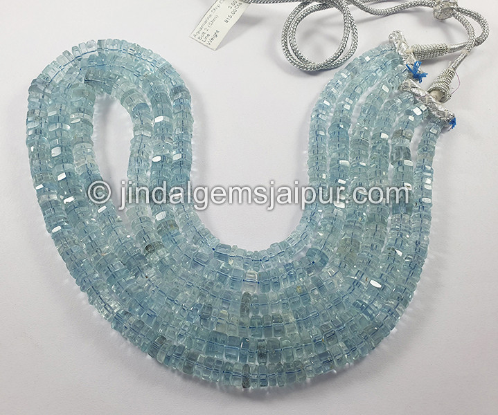 Aquamarine Step Cut Bolt Shape Beads