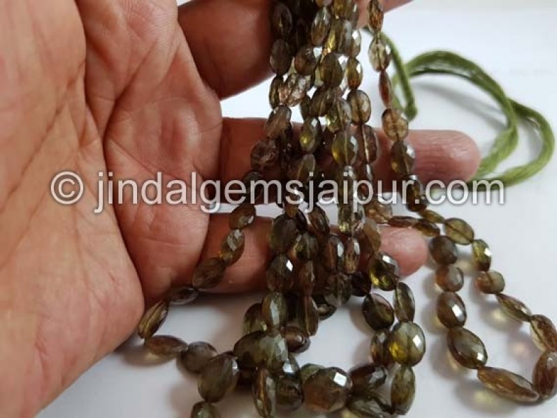 Green Andalusite Faceted Oval Beads