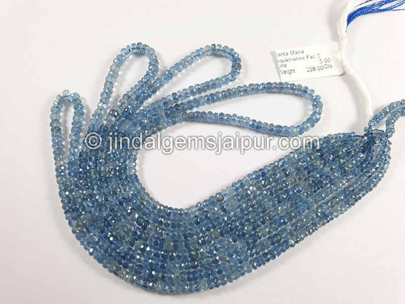 Santa Maria Aquamarine Faceted Roundelle Shape Beads