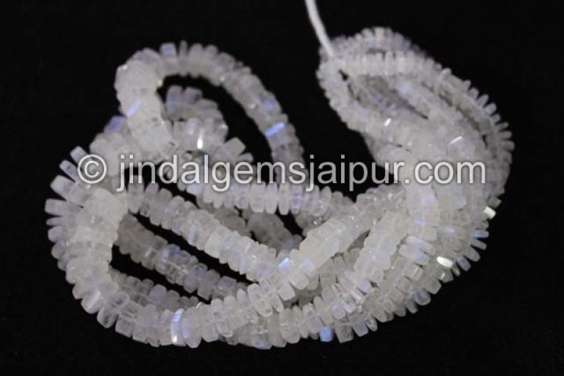 White Rainbow Step Cut Roundelle Beads