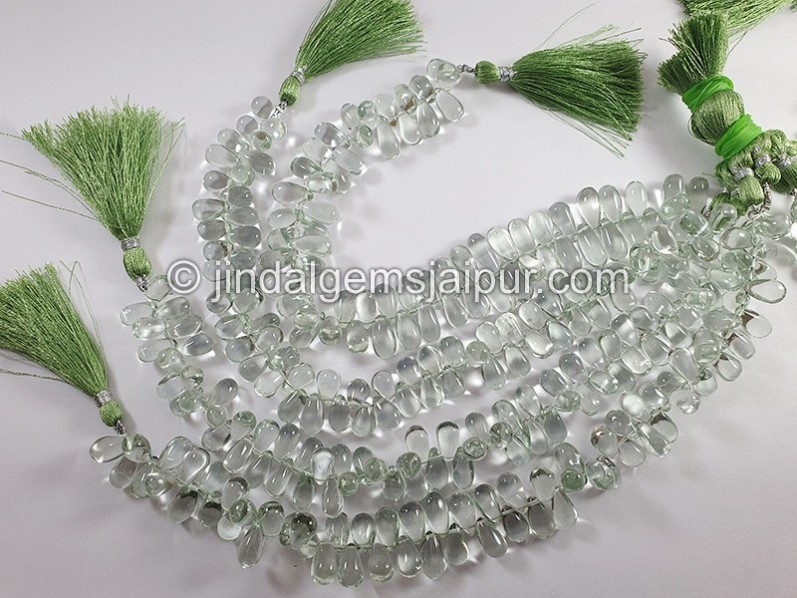 Green Amethyst Smooth Drops Shape Small Beads