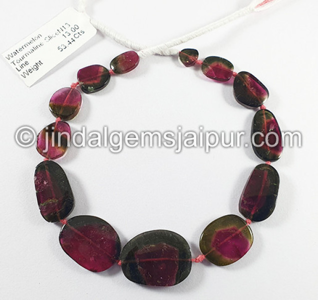 Watermelon Tourmaline Slices Shape Beads