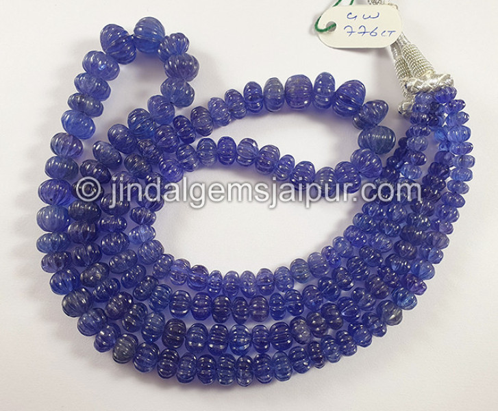 Tanzanite Carved Pumpkin Shape Beads