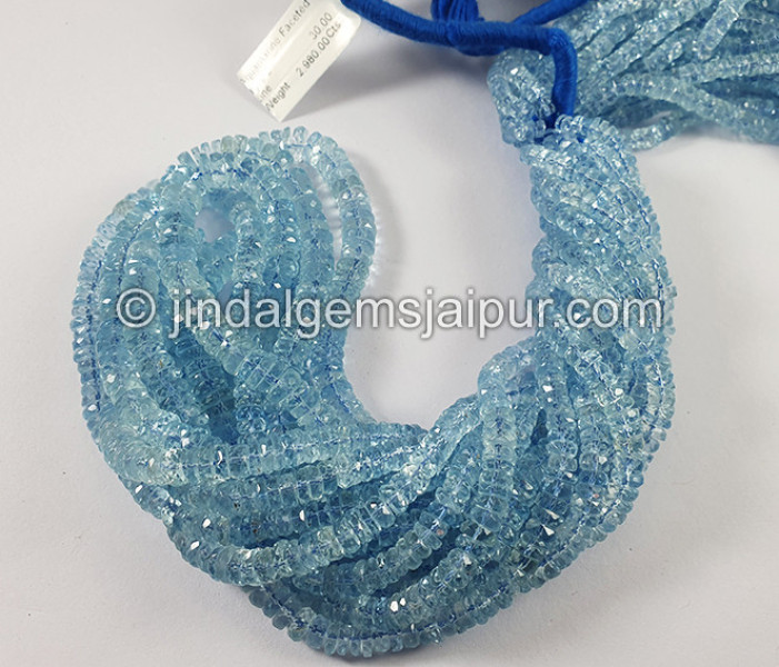Aquamarine Faceted Tyre Shape Beads