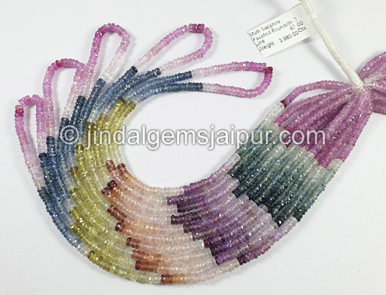 Multi Sapphire Faceted Roundelle Shape Beads