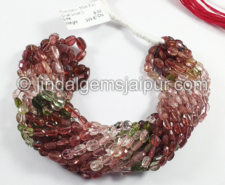 Multi Tourmaline Faceted Oval Shape Small Beads