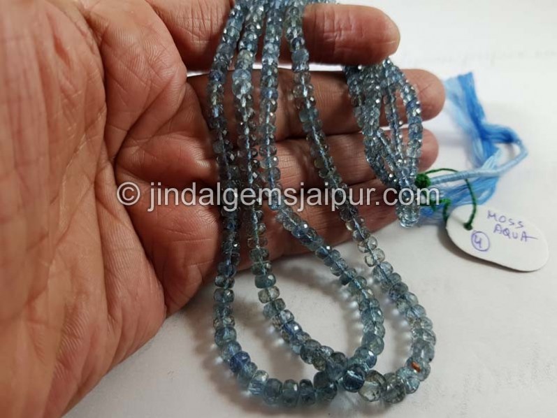 Santa Maria Moss Aquamarine Faceted Roundelle Beads