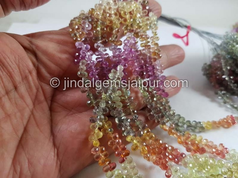 Multi Sapphire Faceted Drops Beads