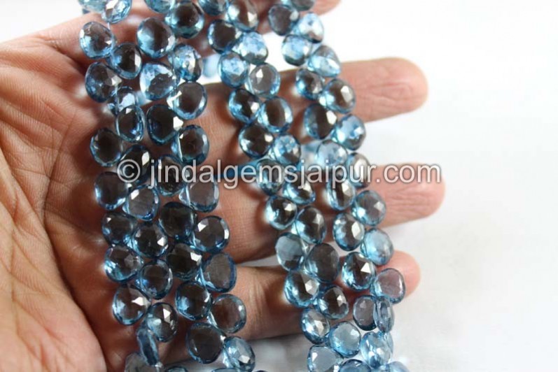 London Blue Topaz Faceted Heart Beads