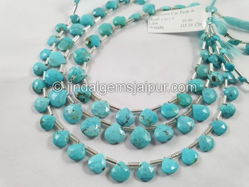 Turquoise Arizona Far Faceted Heart Shape Beads