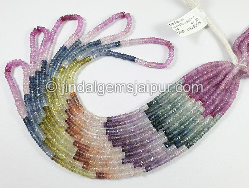 Multi Sapphire Faceted Roundelle Shape Beads