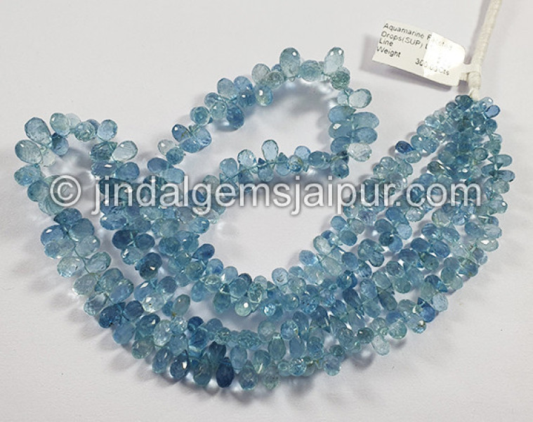 Aquamarine Faceted Drops Shape Beads