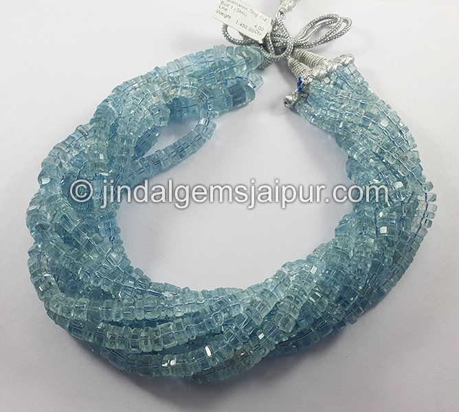 Aquamarine Step Cut Bolt Shape Beads