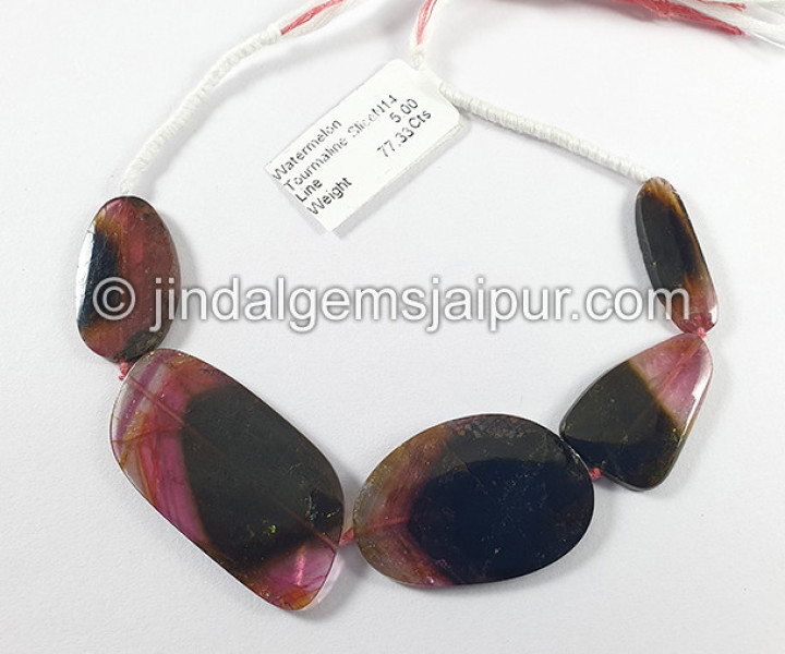 Watermelon Tourmaline Slices Shape Beads