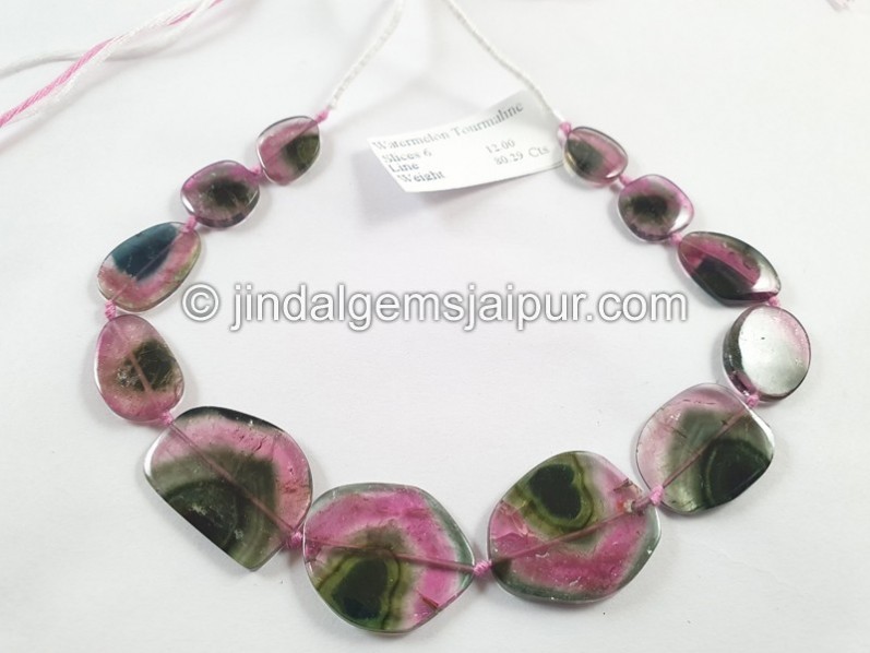 Watermelon Tourmaline Smooth Slices Beads