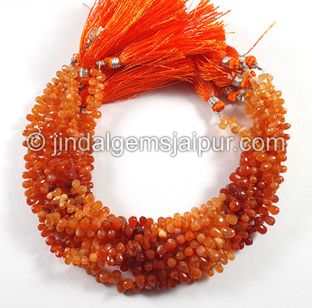 Fire Opal Faceted Drops Shape Small Beads
