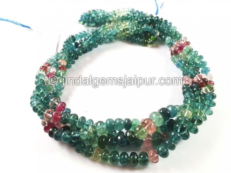 Blue Tourmaline Shaded Smooth Roundelle Beads