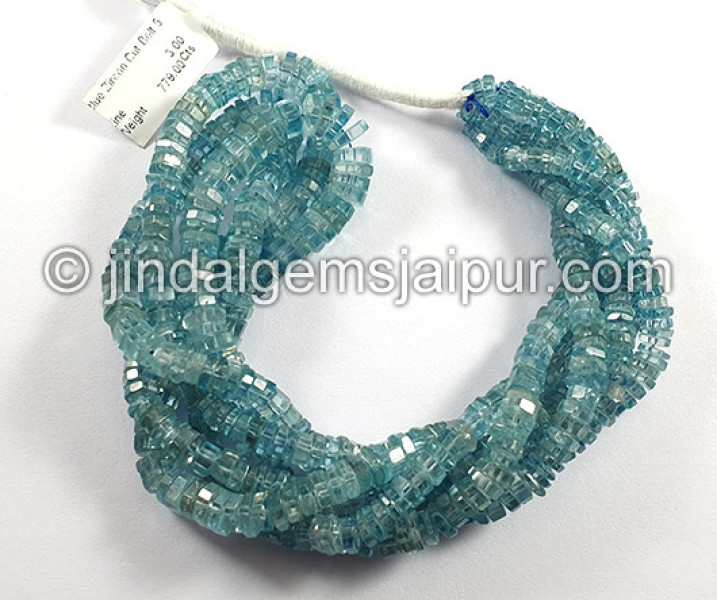 Blue Zircon Faceted Bolt Shape Beads
