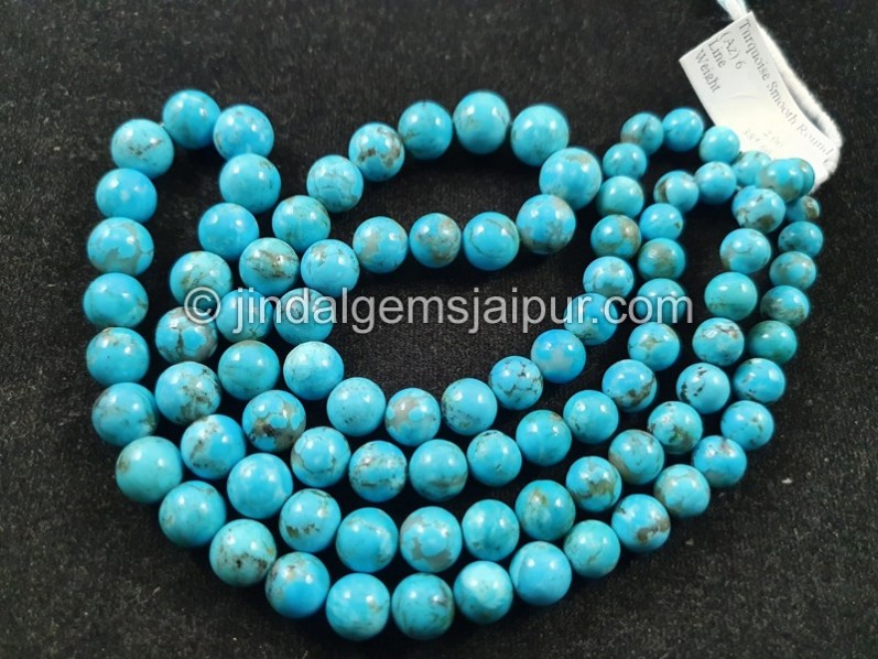 Sleeping Beauty Turquoise Far Smooth Round Beads