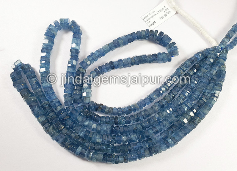 Santa Maria Aquamarine Cut Bolt Shape Beads